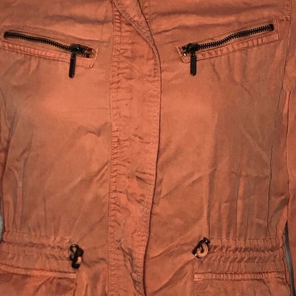 Max Jeans Salmon Pink Utility Jacket Small Boyfriend Military Zip Pocket Retro - Picture 3 of 16